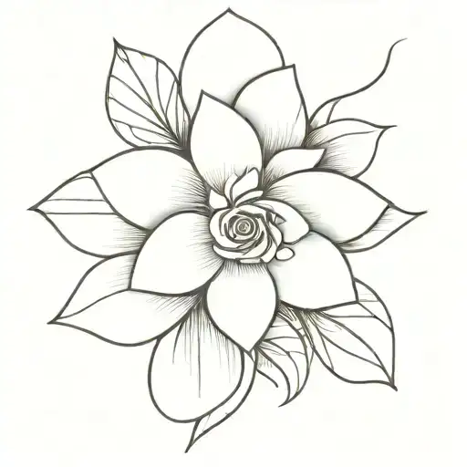 Line Tattoo Of Flower Connected To A Face
