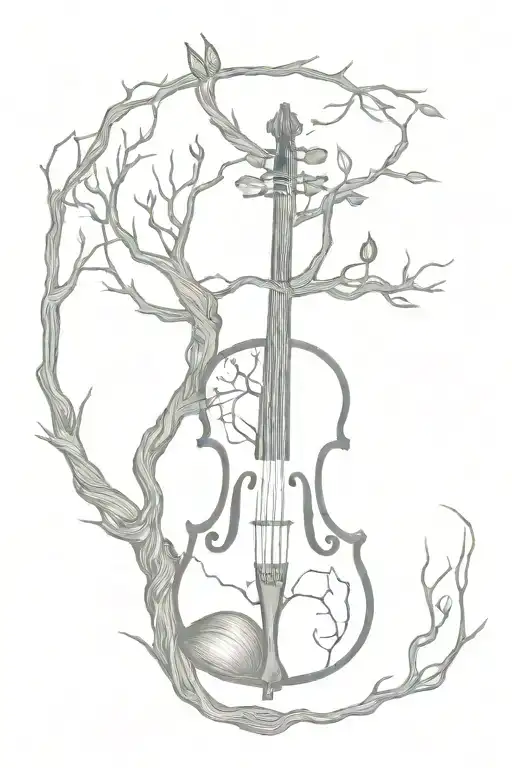 African Thorn Tree With African Roots Wrapped Around A Violin Built Into A Compass