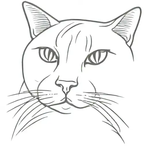 Bald Cat Face Surrounded