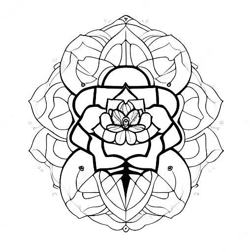 A Geometric Interpretation Of A Lily Flower Incorporating Elements Of A Butterfly And Lotus Flower
