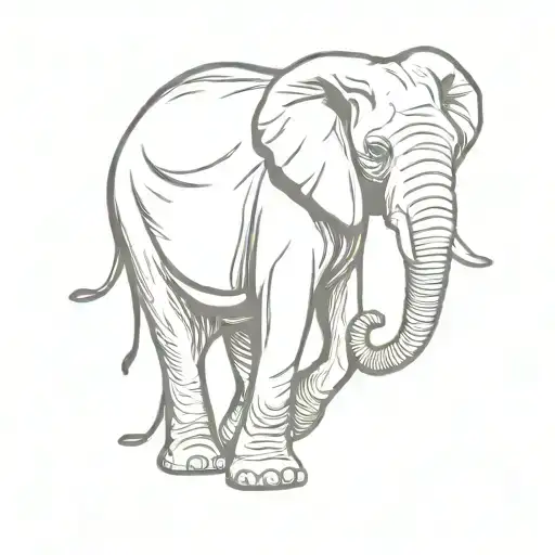 Elephant With Trunk Upward