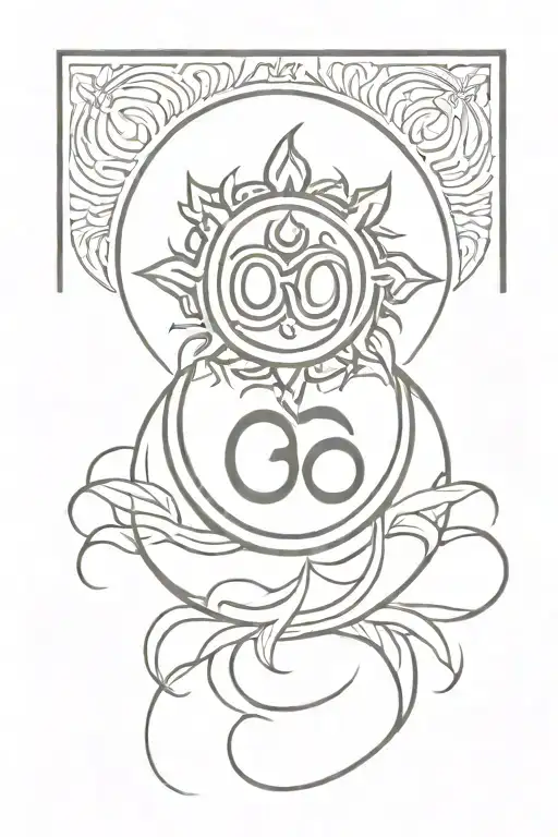 Leo Sun And Fire With Om Symbol
