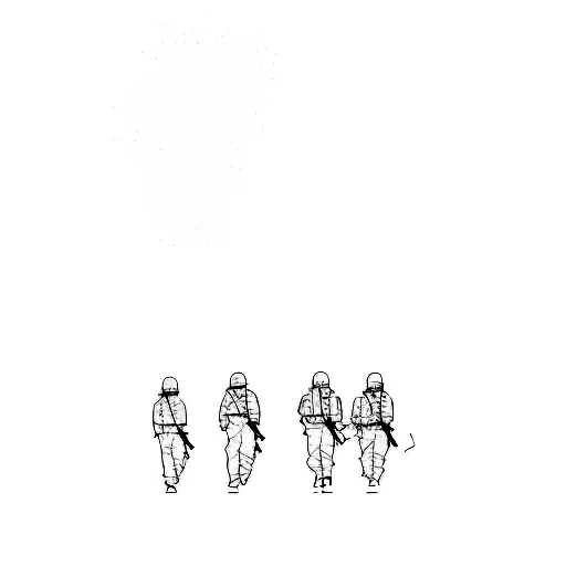 A Group Of Soldiers Walking In The Dark