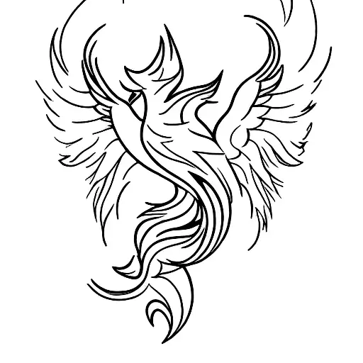 Create A Minimalist Tattoo Of A Fiery Phoenix Rising From The Ashes