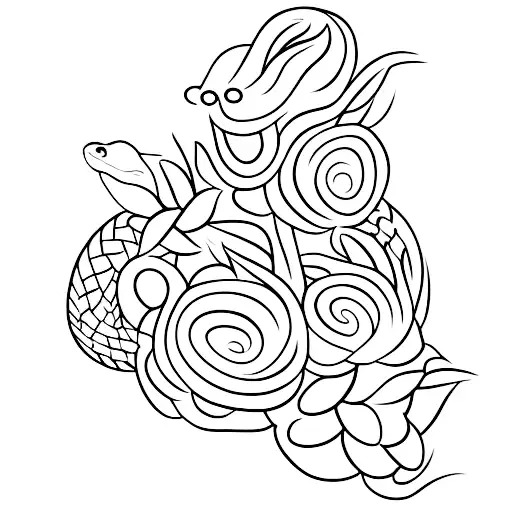 A Snake Weaving Through A Field Of Flowers