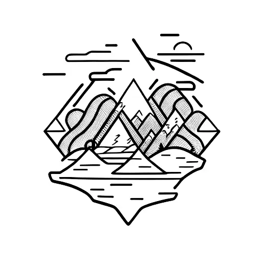 A Minimalist Tattoo Of A Road Winding Through The Desert Landscape Of Nevada And Arizona