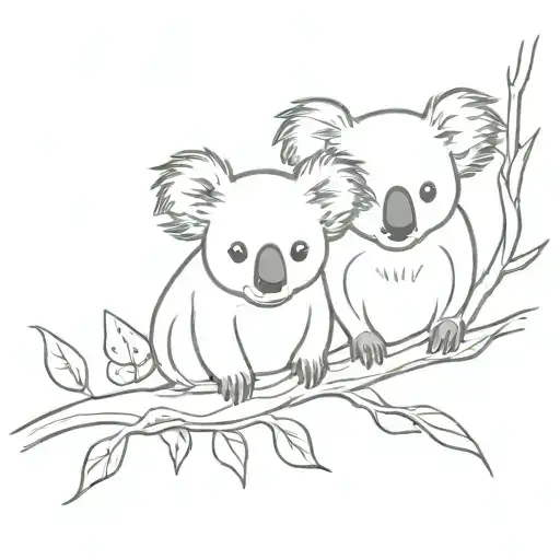 Create A Tatoo With A Little Koala And A An Eagle Face To Face