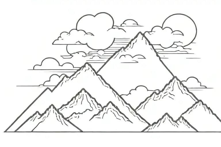 Mountain Range With Clouds Forming