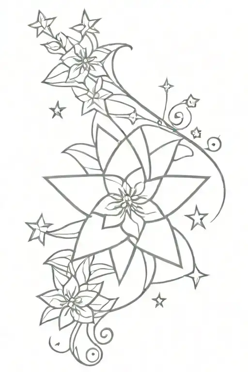 Ornamental Floral With Stars And Straight Lines Wrist