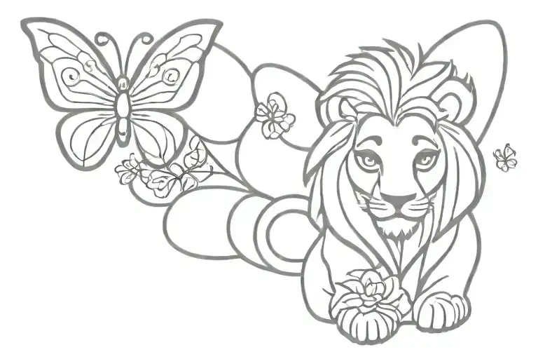 Disney Lion Butterfly Protective Mom With Flower