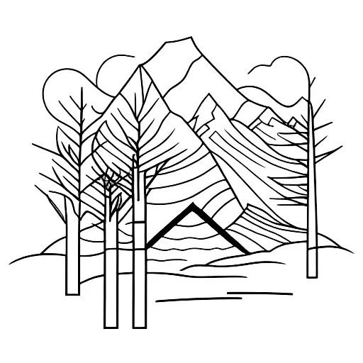 Forest Mountains Trees Lines
