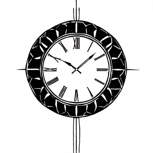 Plain Clock With Geometric Design Incorporating Elements