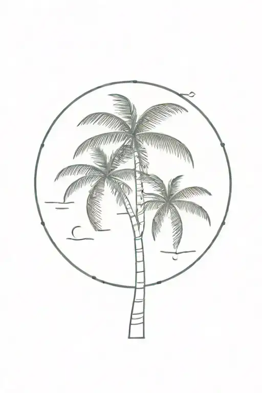 Palm Tree Thin Line