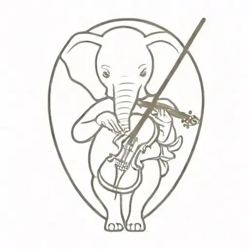 Elephant Playing Violin Intertwined