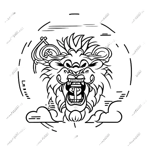 A Minimalist Tattoo Of A Lion Dancing To Music On A Beach At Sunset