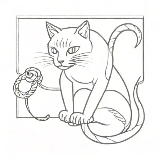 Cat Playing With Snake