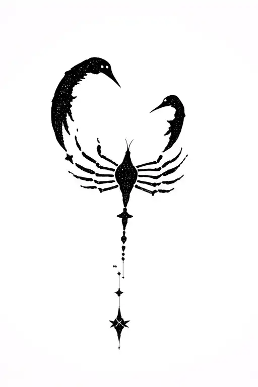 Scorpio Star Constellation With Ibis Wings Spread Wide