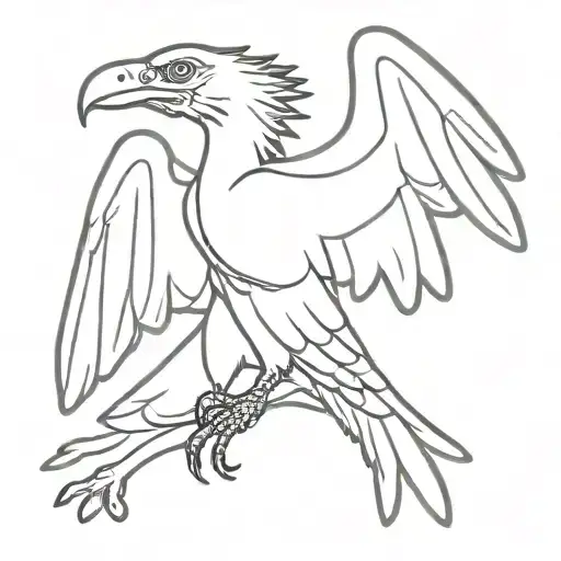Symmetrical Gnarled Vulture With Talons And Wings Of Fire