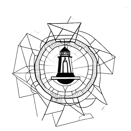 A Geometric Design Featuring A Lighthouse Symbolizing Hope