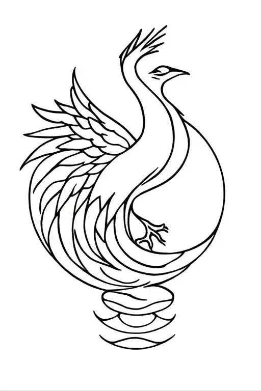 Phoenix Outline With Moon Phases Intertwined