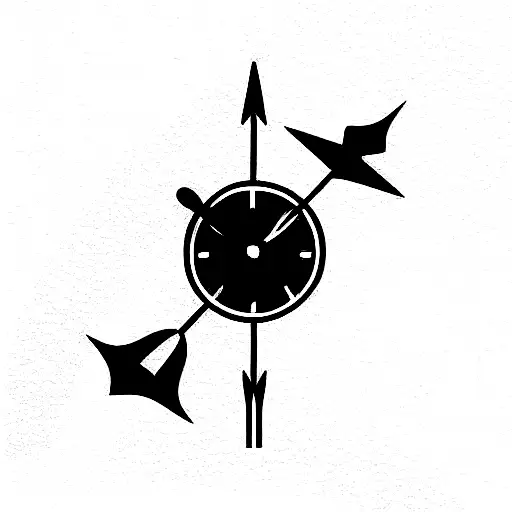 Clock And Globe With Arrow Through