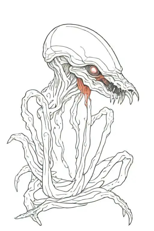 White Neomorph From Alien Covenant With Blood All Over Its Mouth