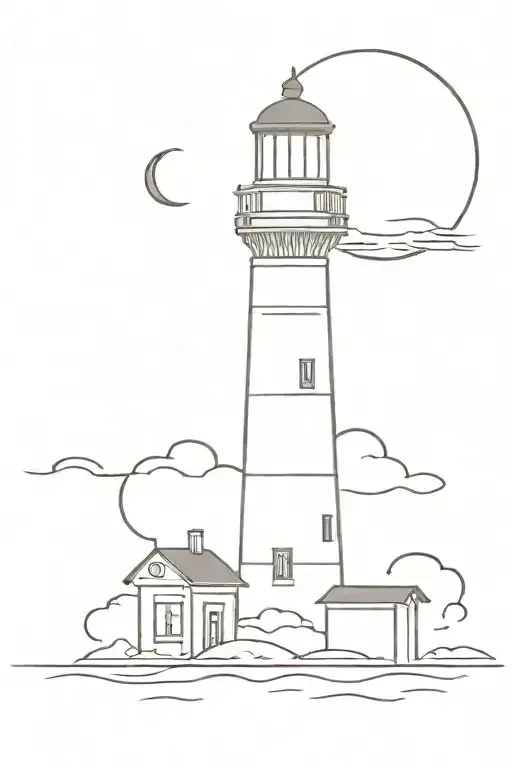 Light House And Moon