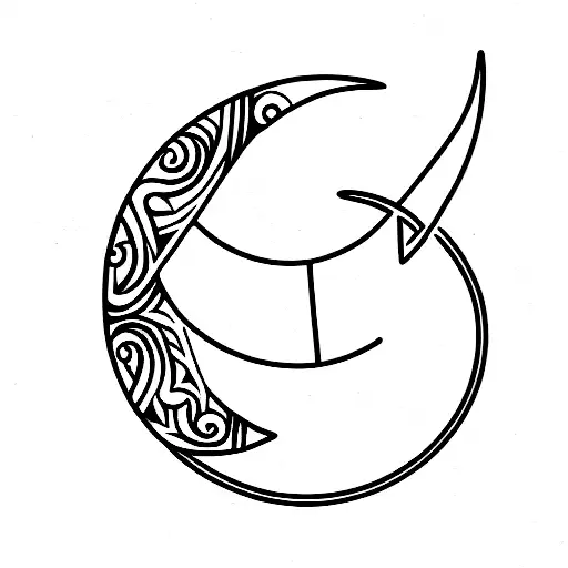 Taurus Situated Within A Crescent Moon