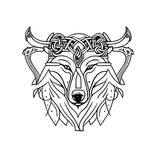 Viking Sitting With Wolf