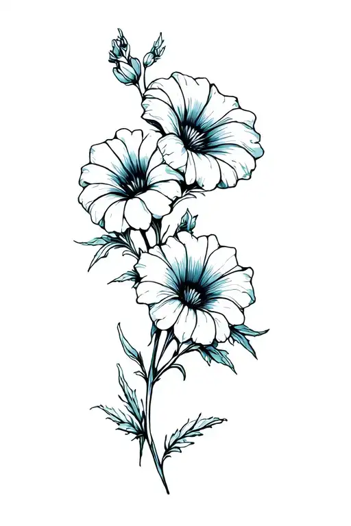 Aster And Morning Glory Line Work