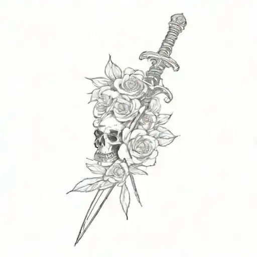 A Sword And Rose And Skull
