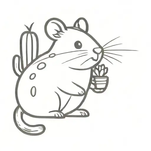 Cartoon Cactus And Hamster Sketch