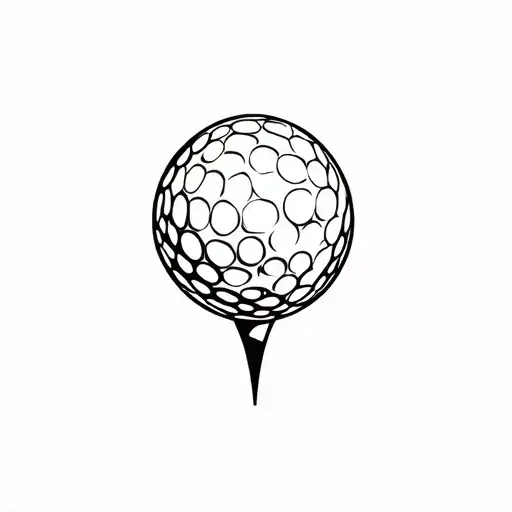 A Minimalist Design Of A Golf Ball On A Tee With A Subtle Outline Of A Golf Course In The Background