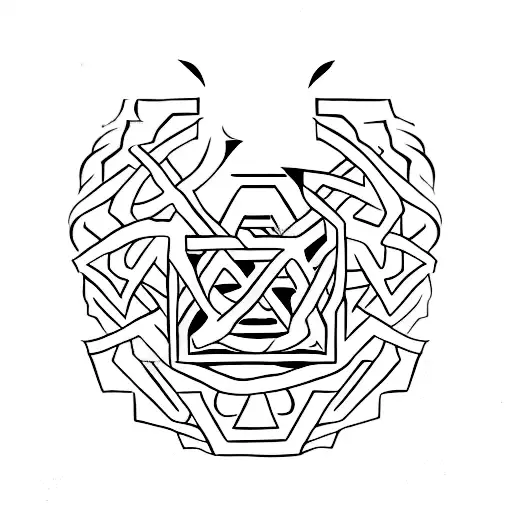 Enki Symbol With Ancient Sumerian Script Intertwined