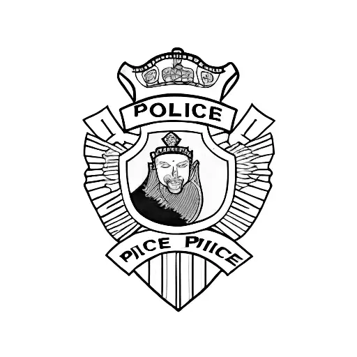 A Police Badge With A Thin Blue Line Design Incorporating A Portrait Of Your Brother As A Tribute