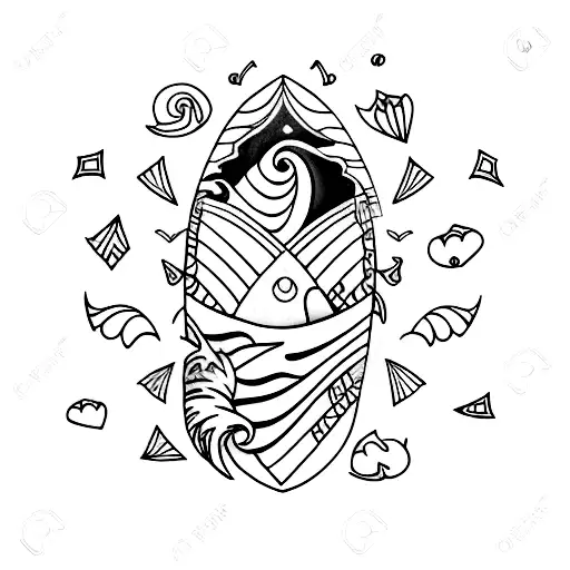 A Unique Tattoo Combining A Surfboard And A Book To Represent Your Love For Novels And Surfing