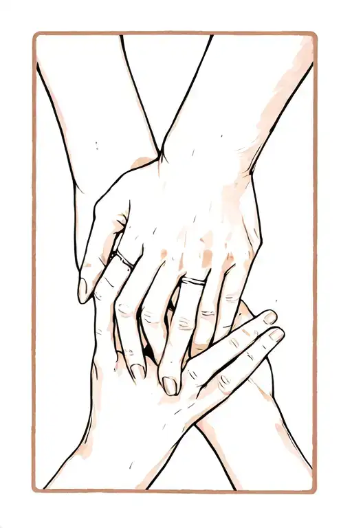 Hands Of 3 Children Grabbing Adult Hand Fingers