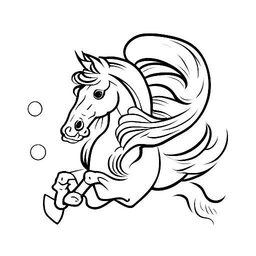 A Minimalist Tattoo Of A Horse Performing A Trick Riding Maneuver