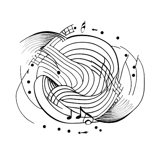 An Abstract Tattoo Design Inspired By Music Waves And Coffee Beans