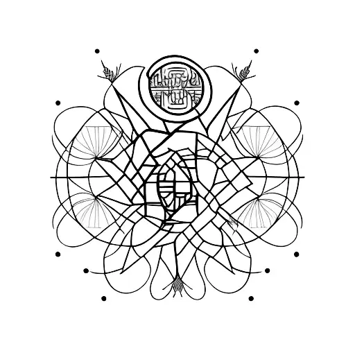 A Sakura Branch With Intricate Geometric Patterns Representing The Client's Love For Design