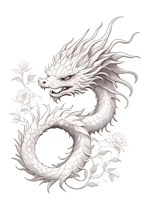 Rosemaling Dragon With Peonies