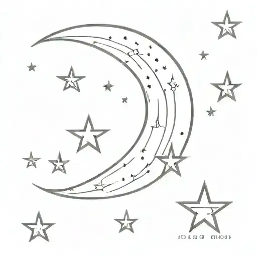 A Crecent Sliver Of Moon With Stars