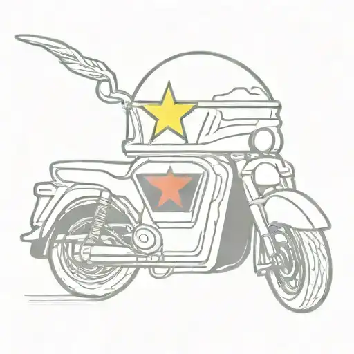 Motorcycle Helmet With Vietnam Flag With Traditional Vietnamese Hat On Top