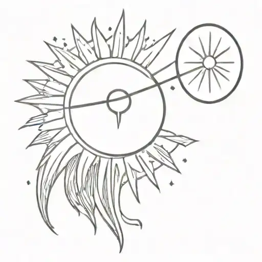 Small Tattoo With Half Moon Emitting Sunrays At The Thother Side