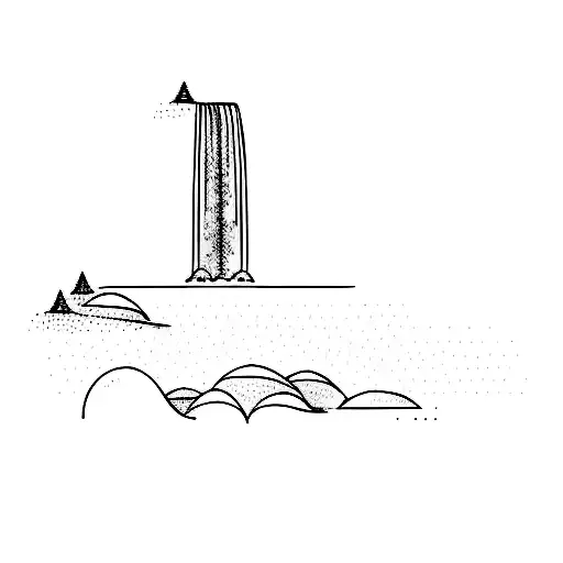 A Waterfall On A Mountain Surrounded By Trees