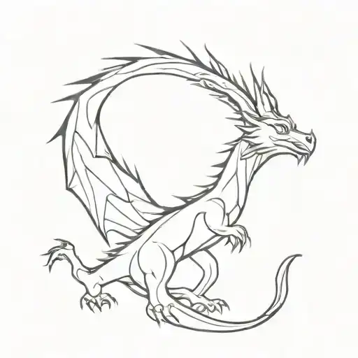 Dragon With Horns Full Body