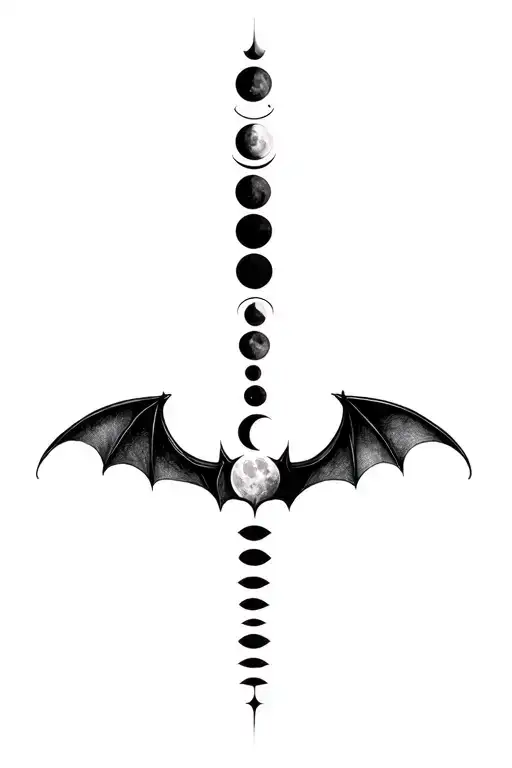 Bat Wings And Moon Phases Spine