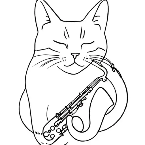 Cat And Saxophone