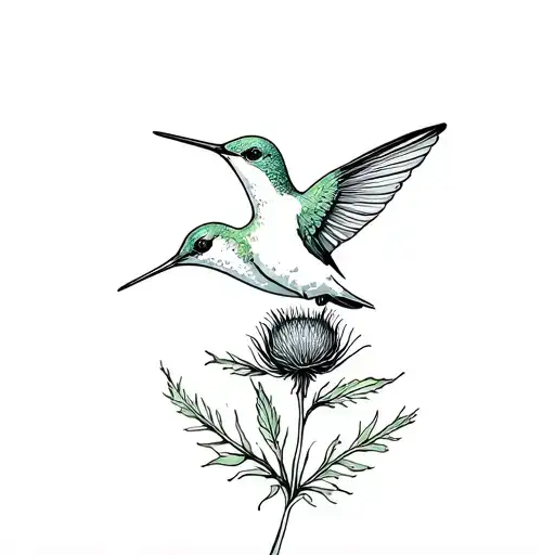 Hummingbird And Thistle