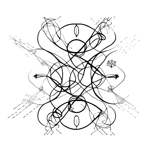 An Abstract Representation Of Neural Networks Intertwined With Geometric Shapes